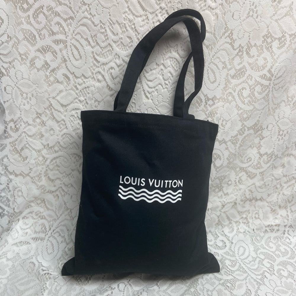 Louis Vuitton Black Denim-Canvas Shoulder Bag-Tote 14in x 14in
