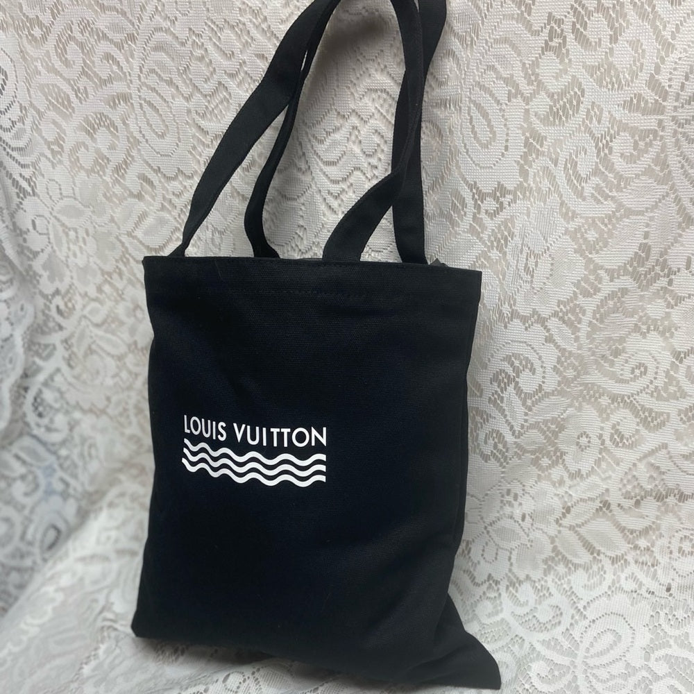 Louis Vuitton Black Denim-Canvas Shoulder Bag-Tote 14in x 14in
