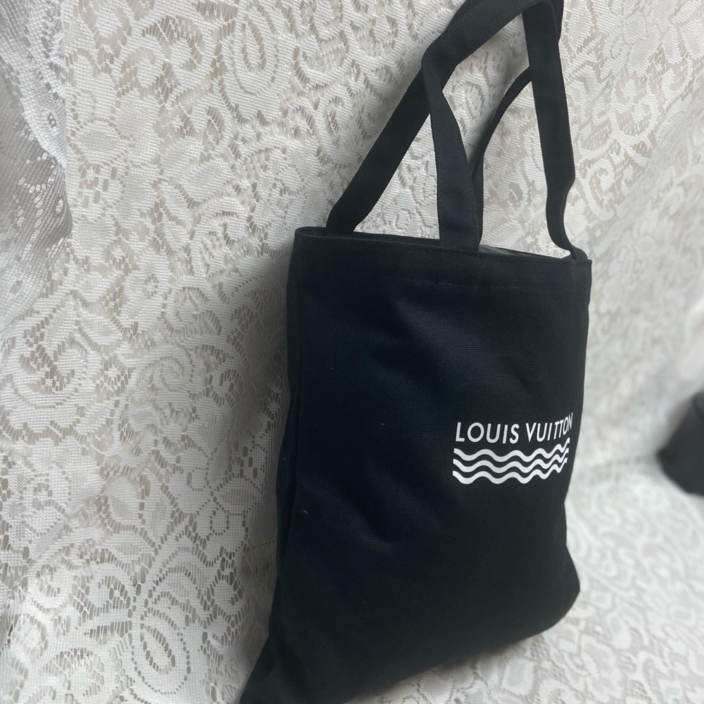 Louis Vuitton Black Denim-Canvas Shoulder Bag-Tote 14in x 14in