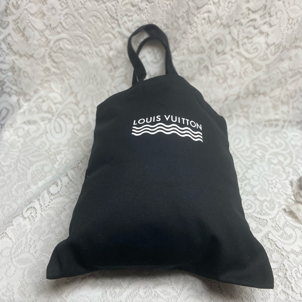 Louis Vuitton Black Denim-Canvas Shoulder Bag-Tote 14in x 14in