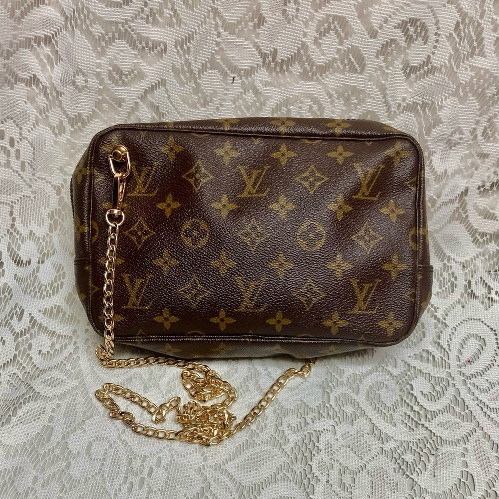 Vintage Louis Vuitton Mono Brown Large Cosmetic Pouch -Crossbody 9in x 6in x 2in