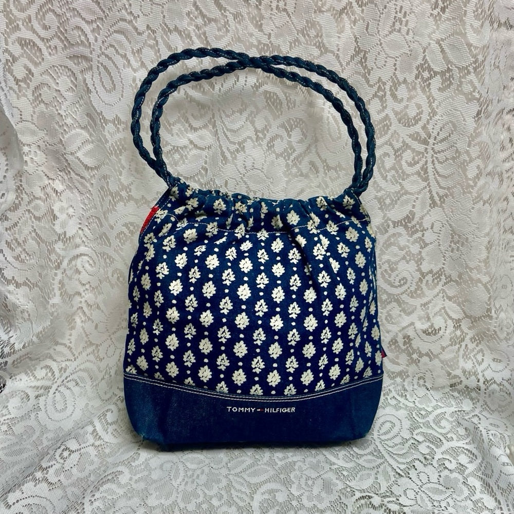 Vintage, Tommy Hilfiger Blue, Floral Denim Shoulder Bag 12in x 11in x 5in