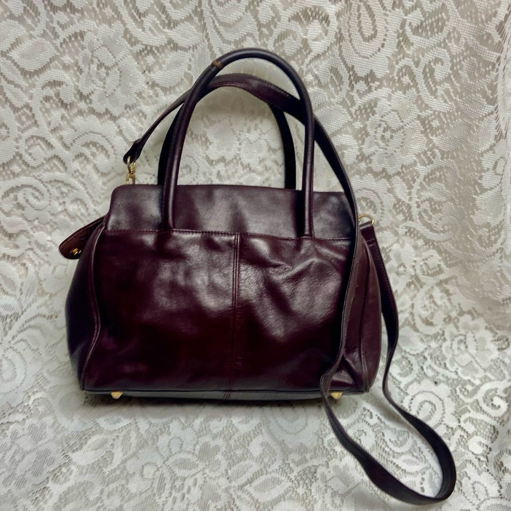 Etienne Aigner Genuine Burgundy Leather 2-way Handbag- Crossbody Bag