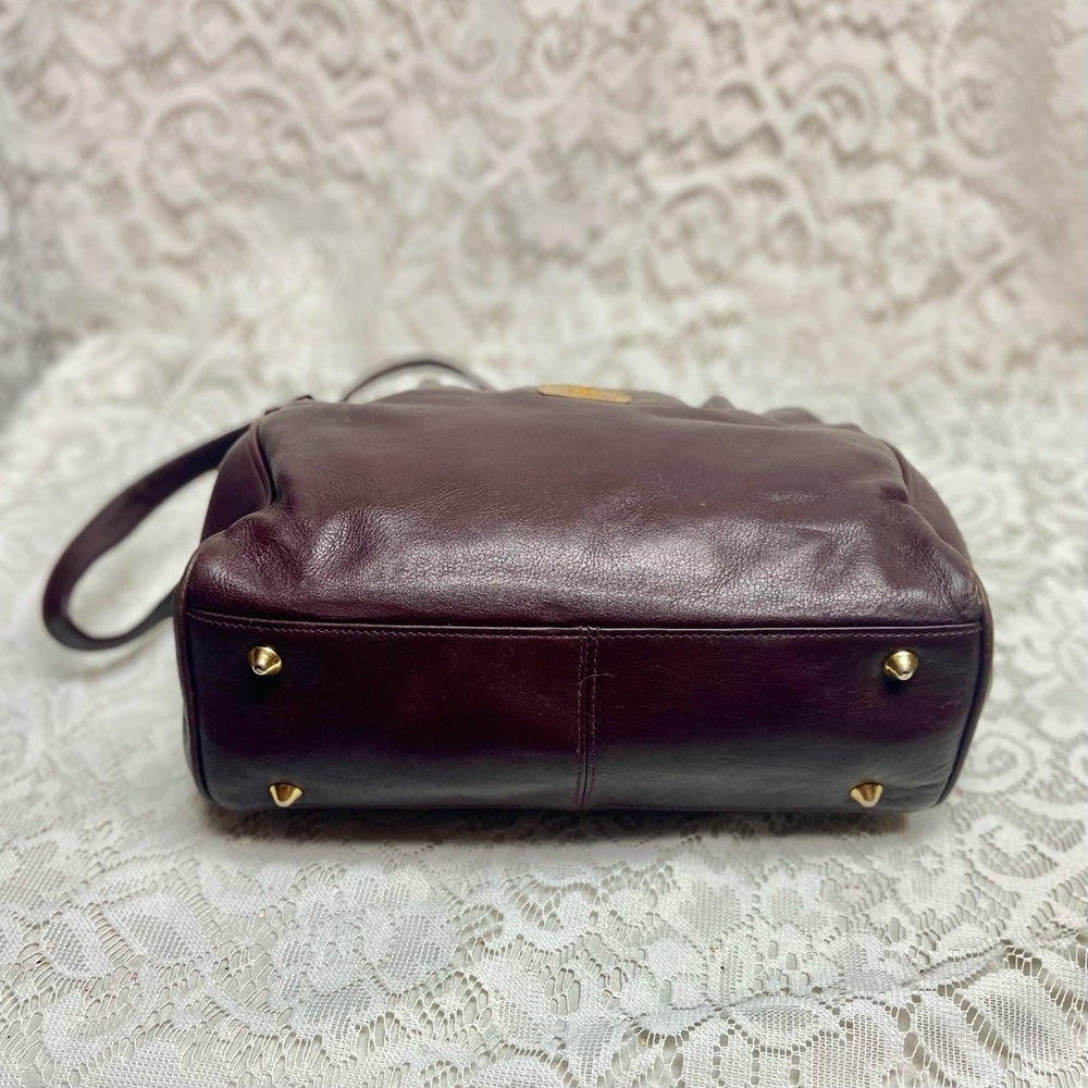 Etienne Aigner Genuine Burgundy Leather 2-way Handbag- Crossbody Bag