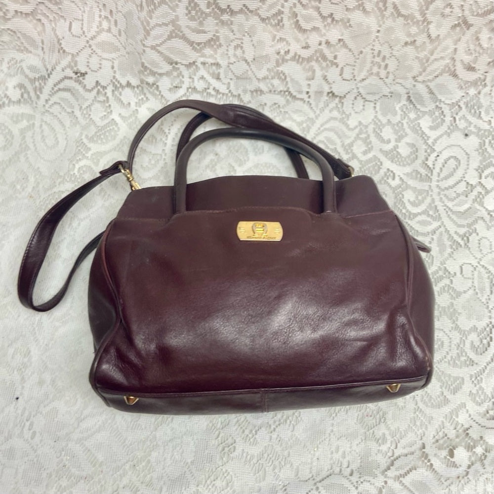 Etienne Aigner Genuine Burgundy Leather 2-way Handbag- Crossbody Bag