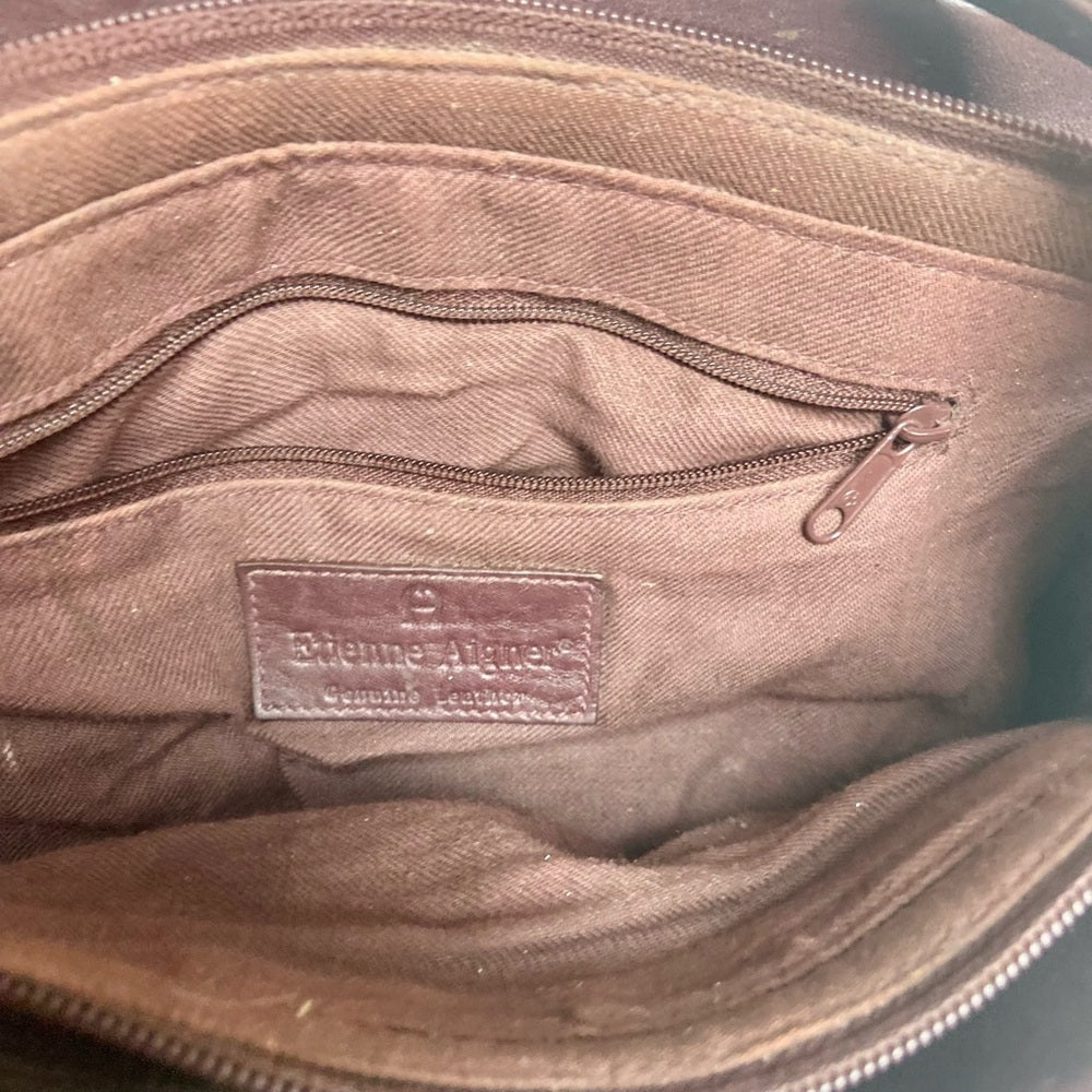 Etienne Aigner Genuine Burgundy Leather 2-way Handbag- Crossbody Bag
