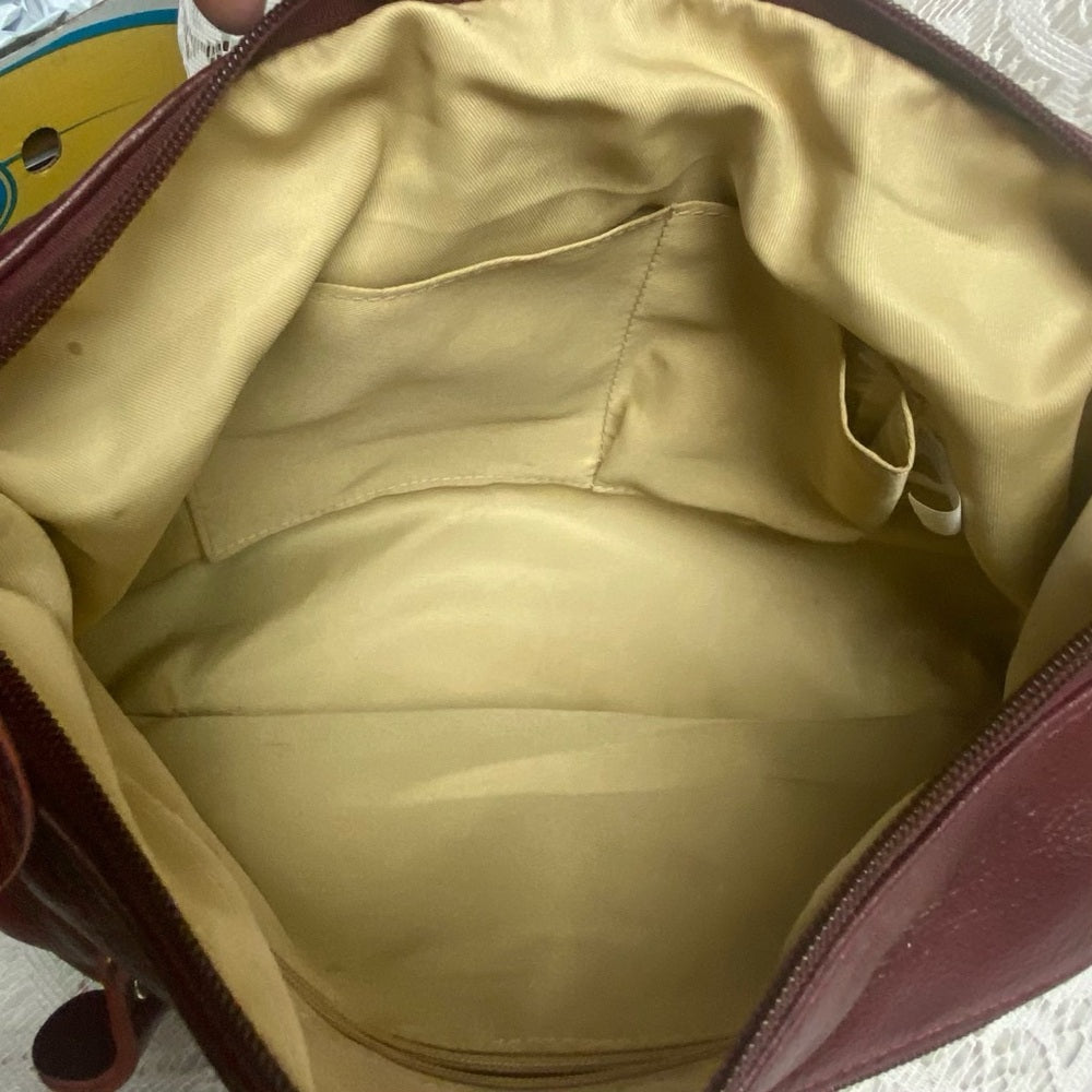 Vintage, Burgundy Genuine Leather Handbag-Crossbody 10in x 8in x 4.5in