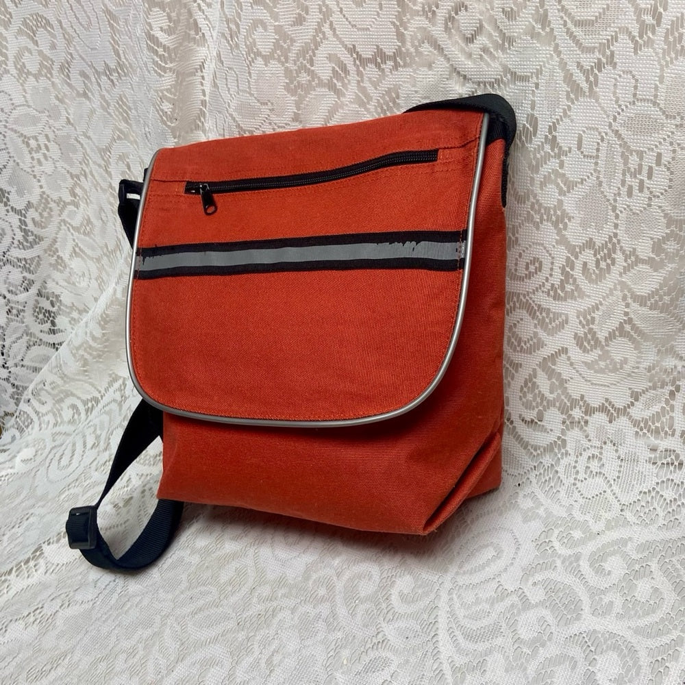 Vintage Orange Messenger Crossbody Bag 11in x 9in x 5in
