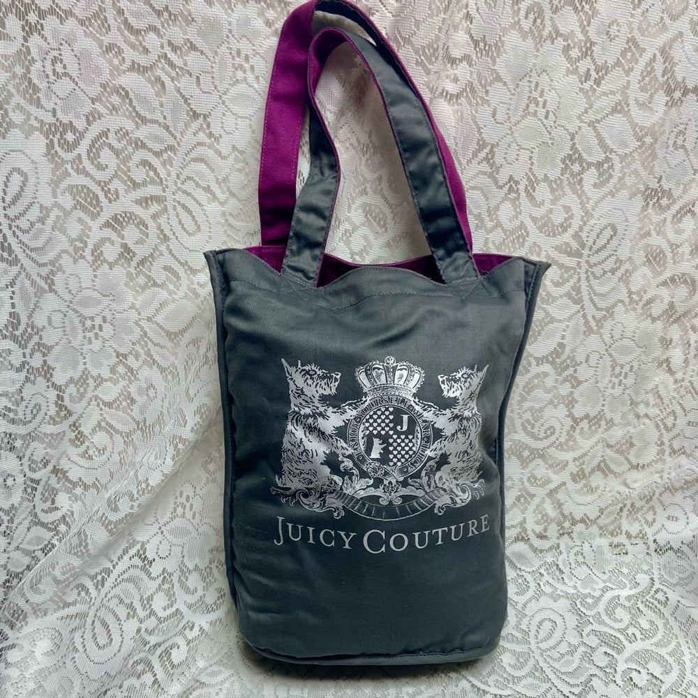 Juicy Couture Reversible Fuchsia-Gray Tote Handbag 14in x 10in x 5in