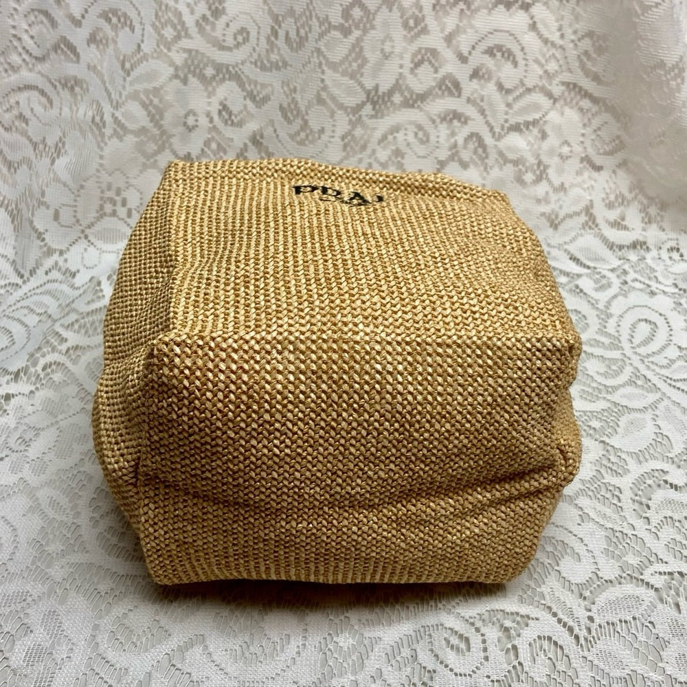 Prada Beige Linen Small Handbag Bag-Tote