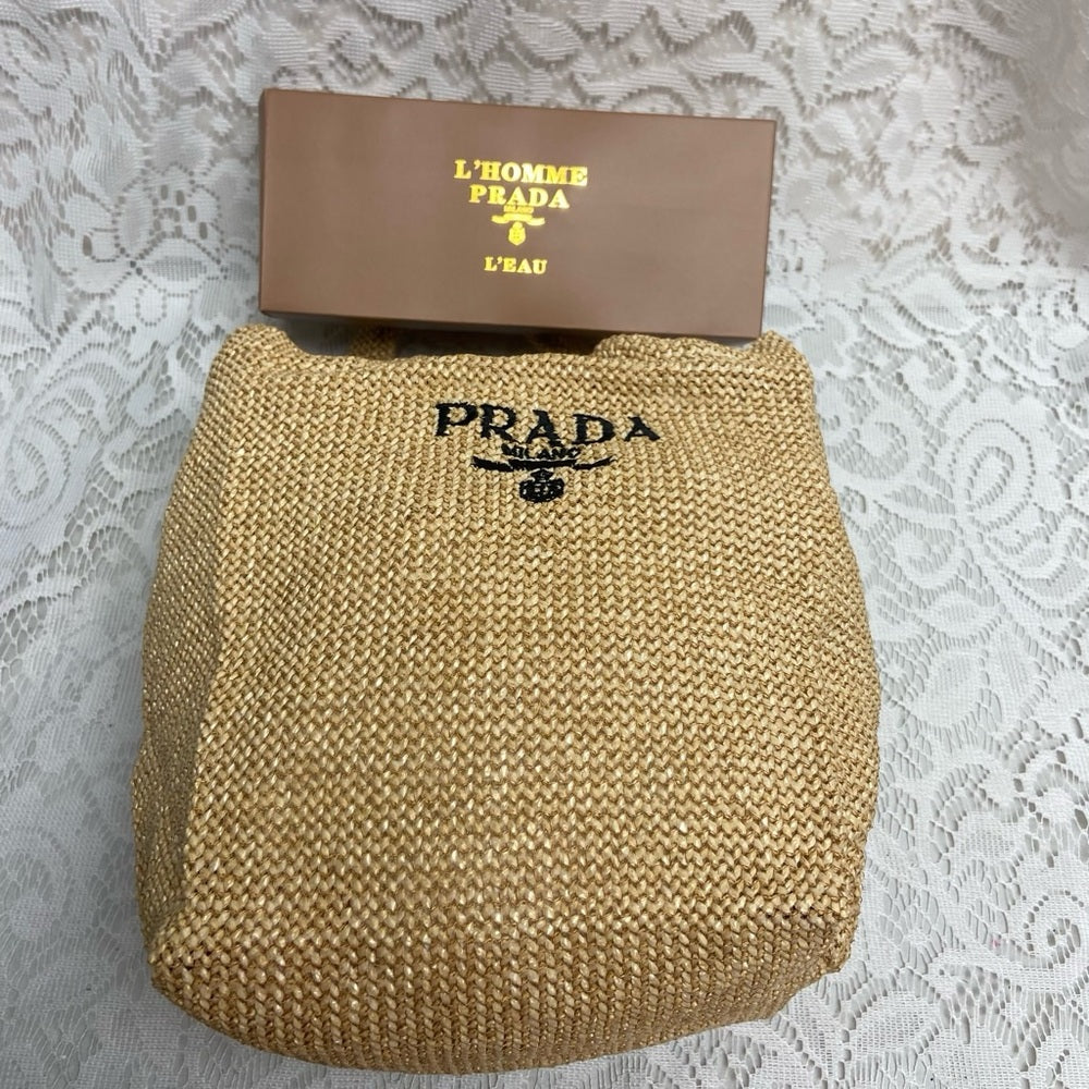Prada Beige Linen Small Handbag Bag-Tote