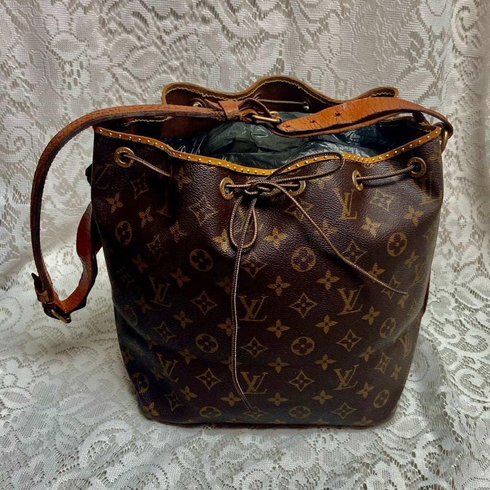 Louis Vuitton Brown Mono GM Bucket Draw String