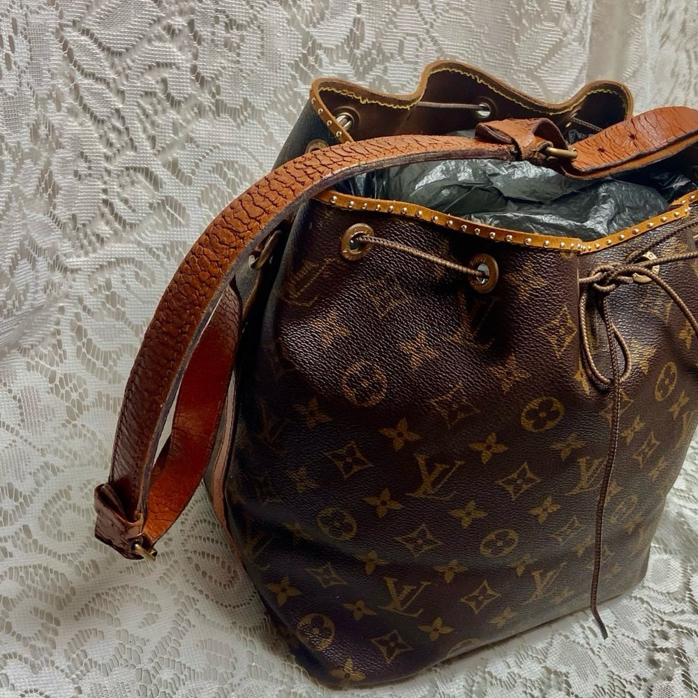 Louis Vuitton Brown Mono GM Bucket Draw String