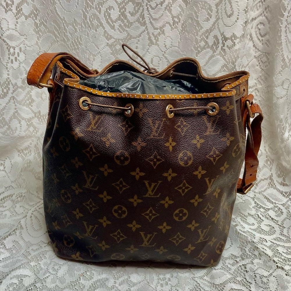 Louis Vuitton Brown Mono GM Bucket Draw String