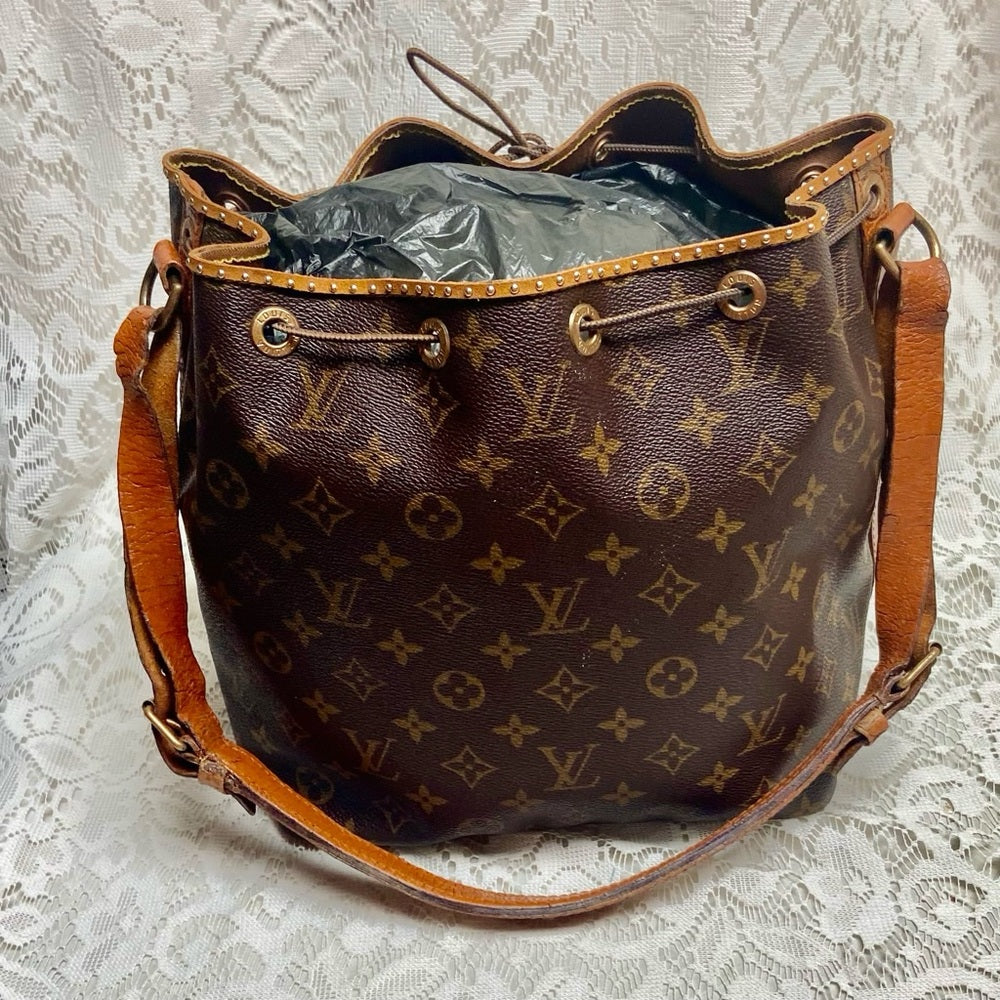 Louis Vuitton Brown Mono GM Bucket Draw String