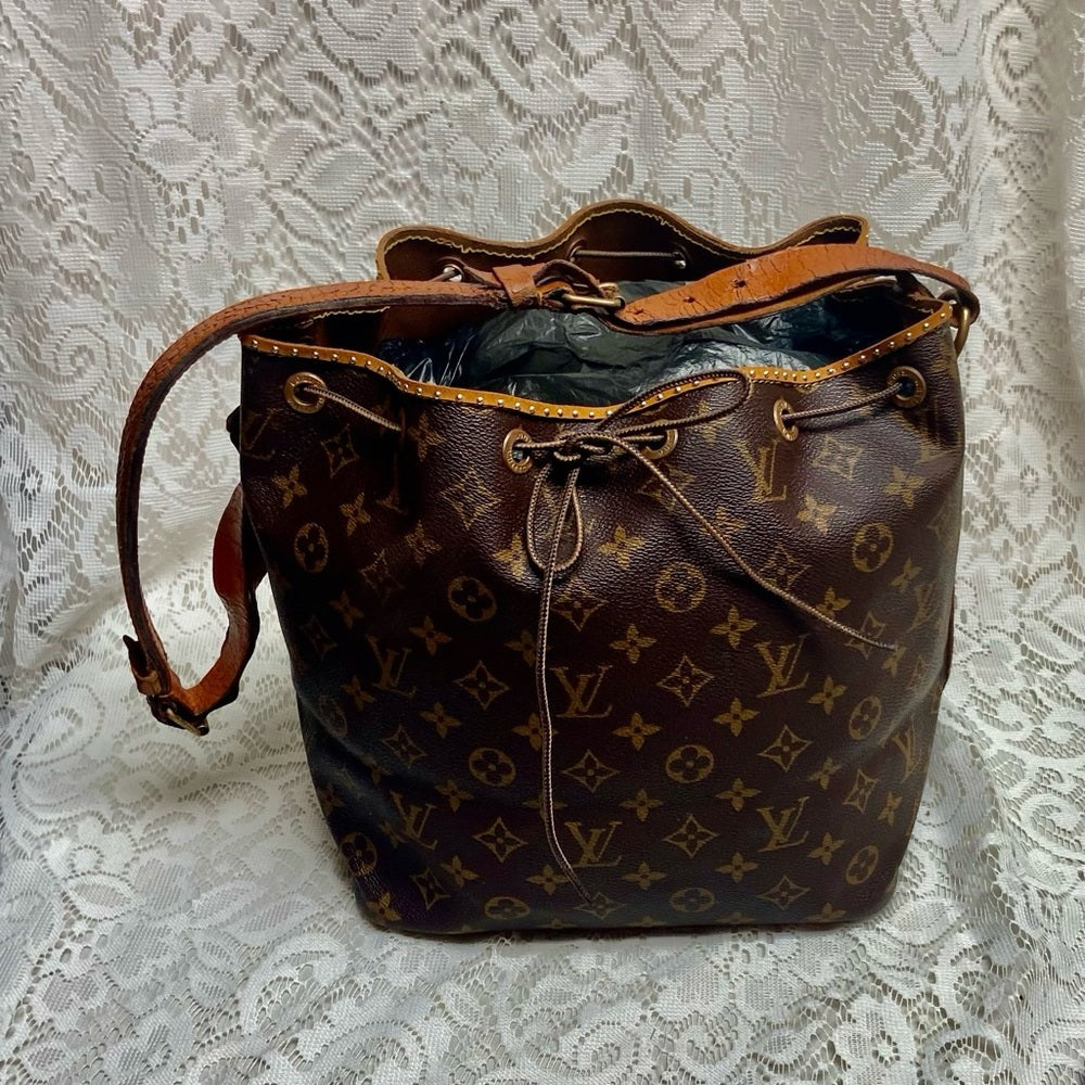 Louis Vuitton Brown Mono GM Bucket Draw String