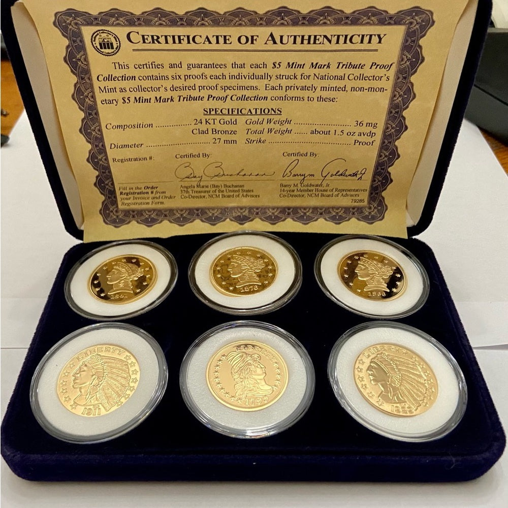 National Collectors Mint 1841, $5.00 Tribute Gold Plated Coin