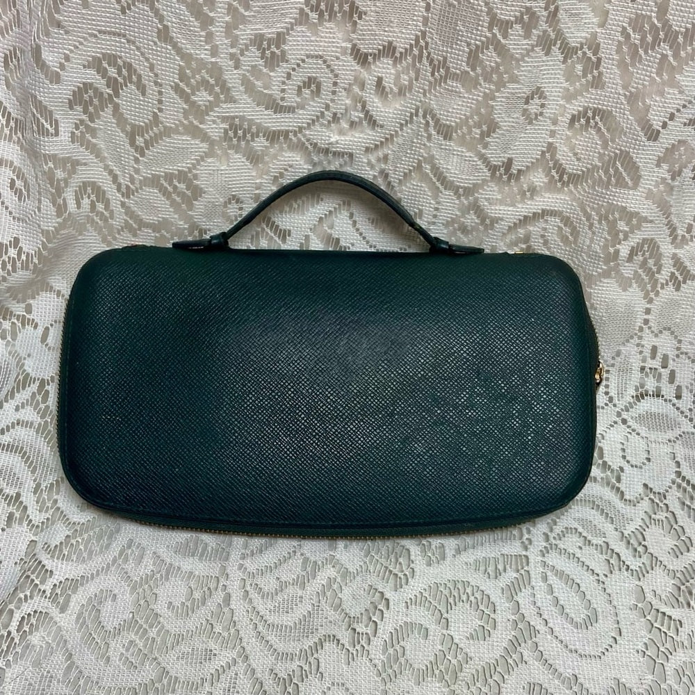 Vintage Rare Louis Vuitton, Green Taiga Leather Small Zippy Briefcase- Organizer