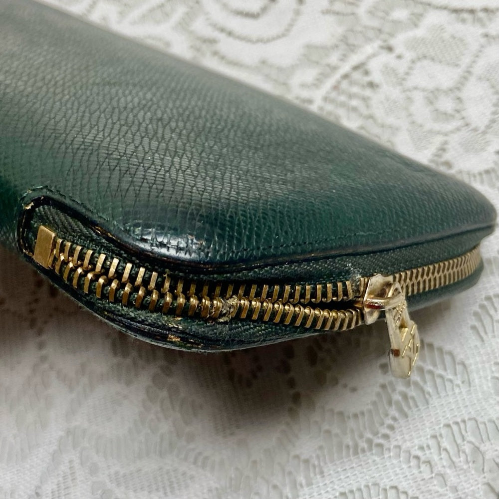 Vintage Rare Louis Vuitton, Green Taiga Leather Small Zippy Briefcase- Organizer