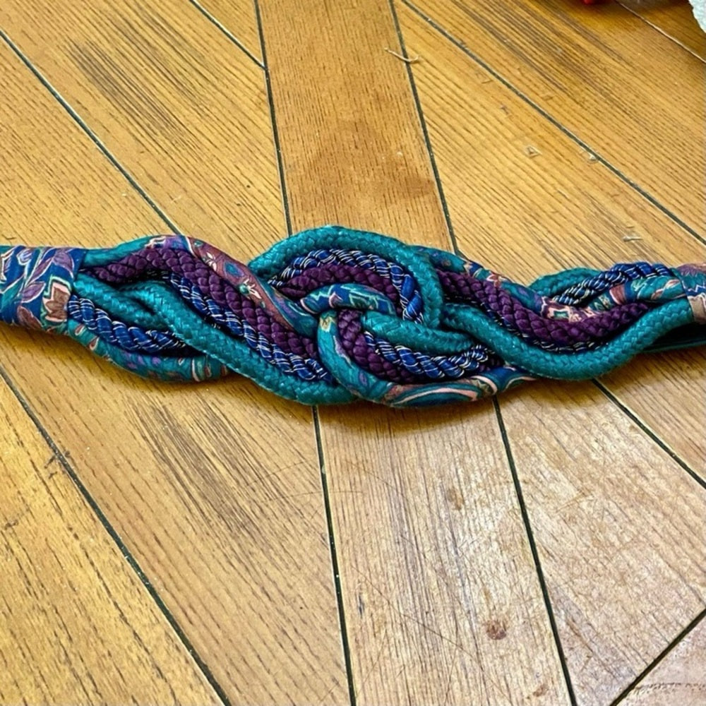 Green- Burgundy Corded Elastic Belt 28in x 2in