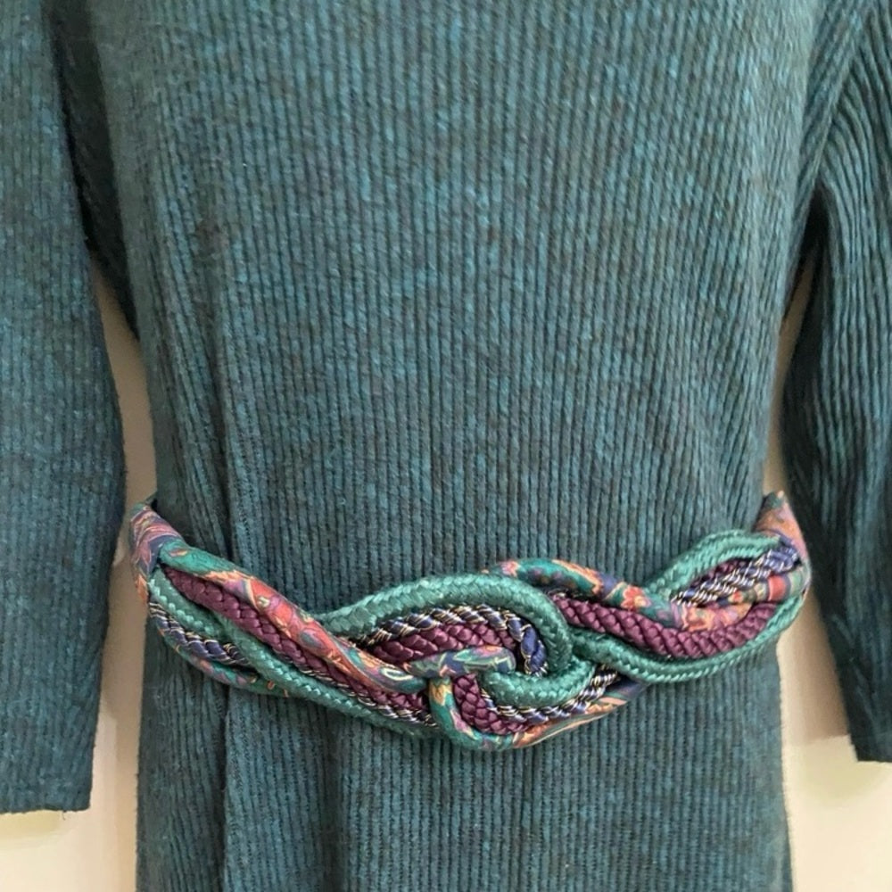 Green- Burgundy Corded Elastic Belt 28in x 2in
