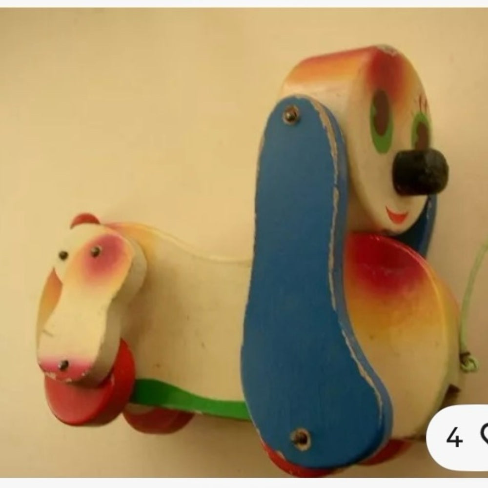 1950s, Japanese Wooden Puppy Pull Toy