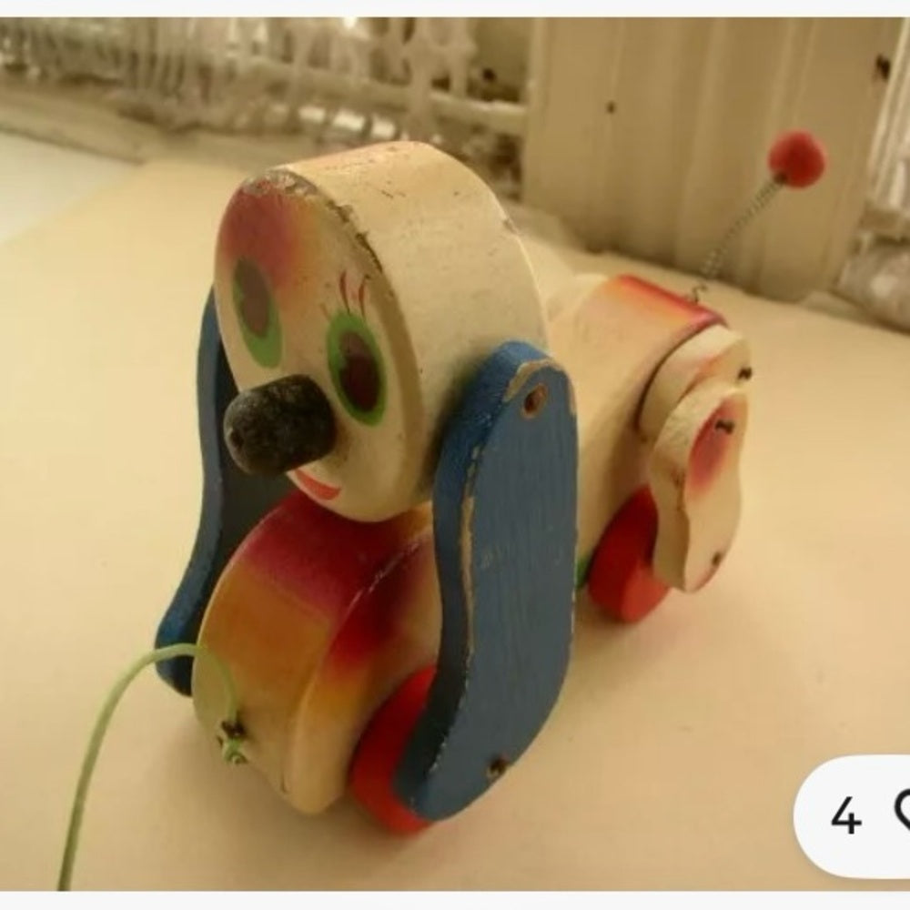 1950s, Japanese Wooden Puppy Pull Toy