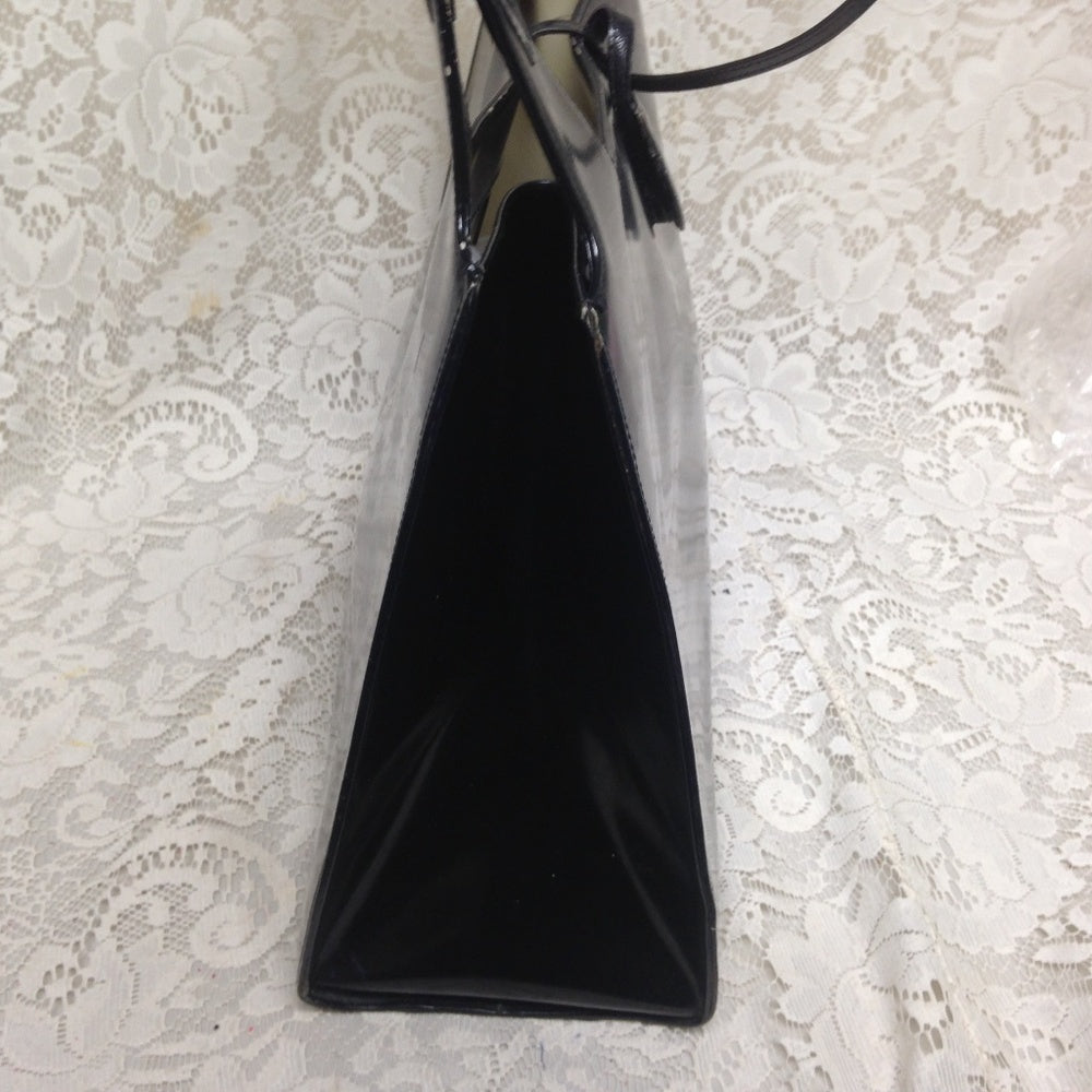 Ferragamo Large Black Enamel Patent Tote- Handbag