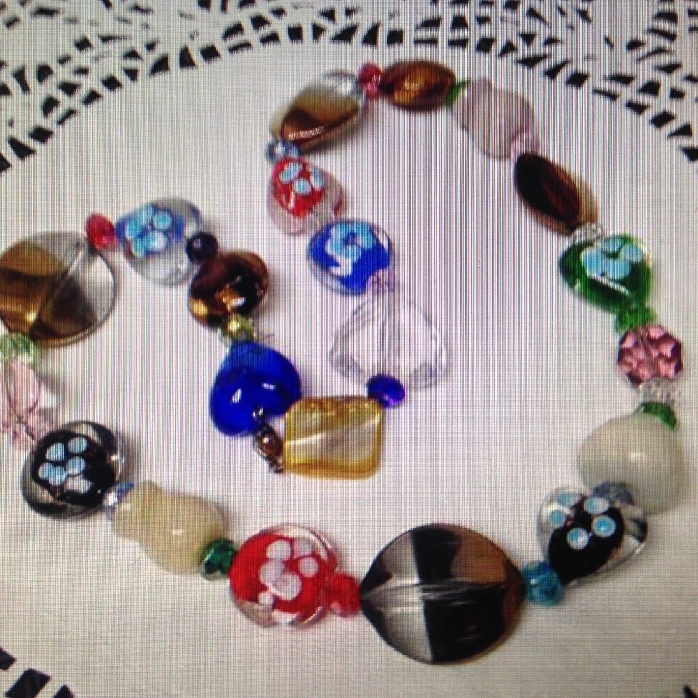 Stunning, Chunky Multi Color Art Glass Beads, 20in