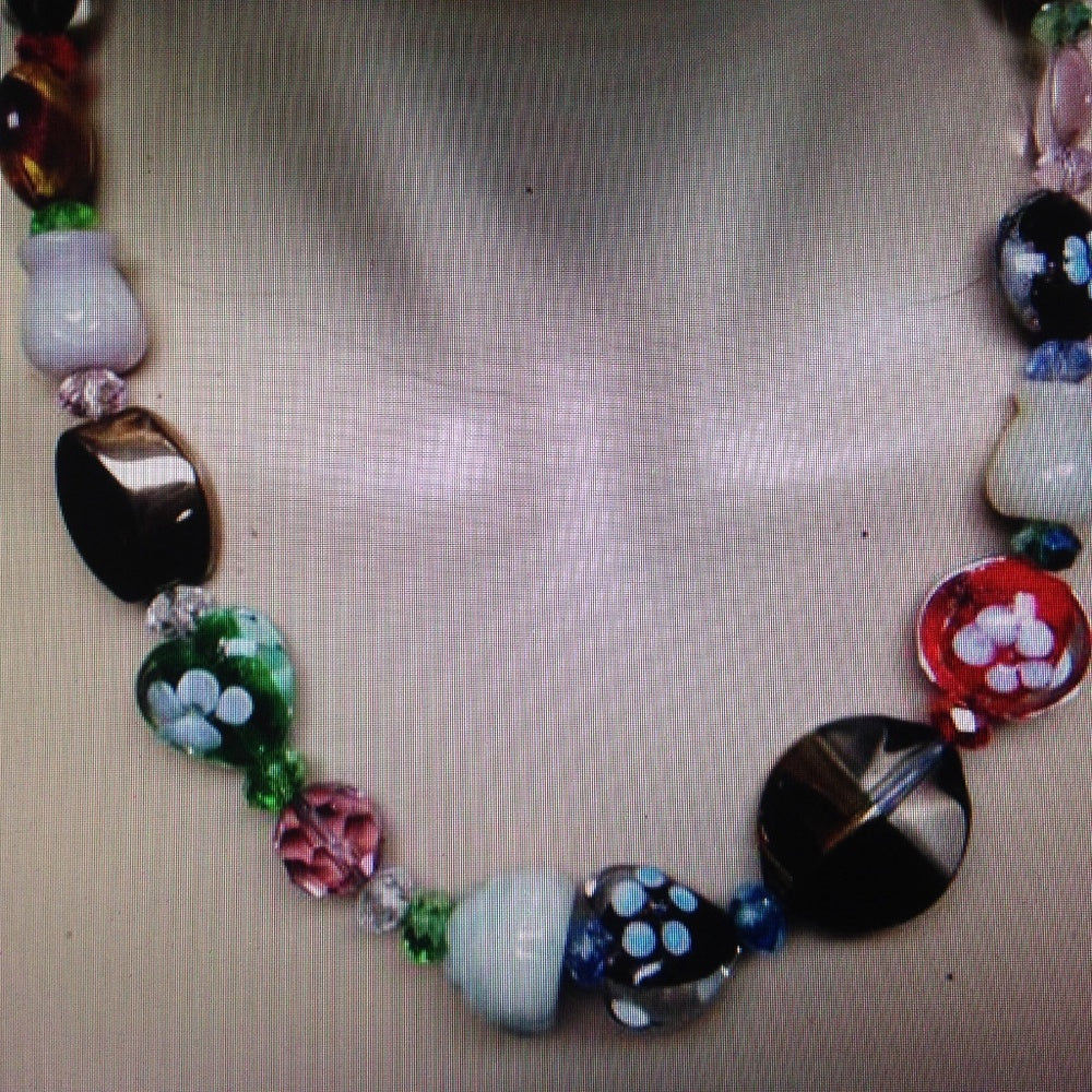 Stunning, Chunky Multi Color Art Glass Beads, 20in