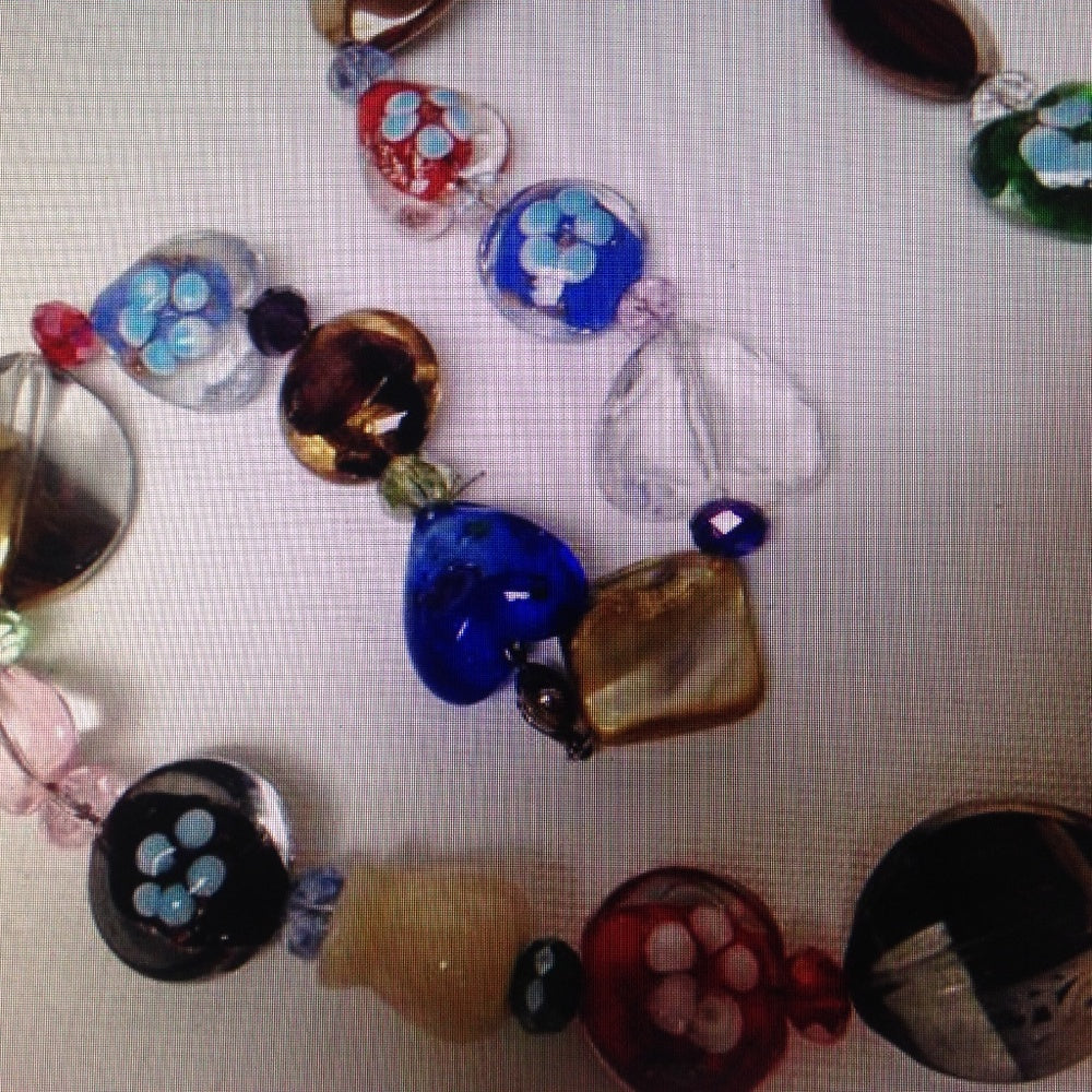 Stunning, Chunky Multi Color Art Glass Beads, 20in