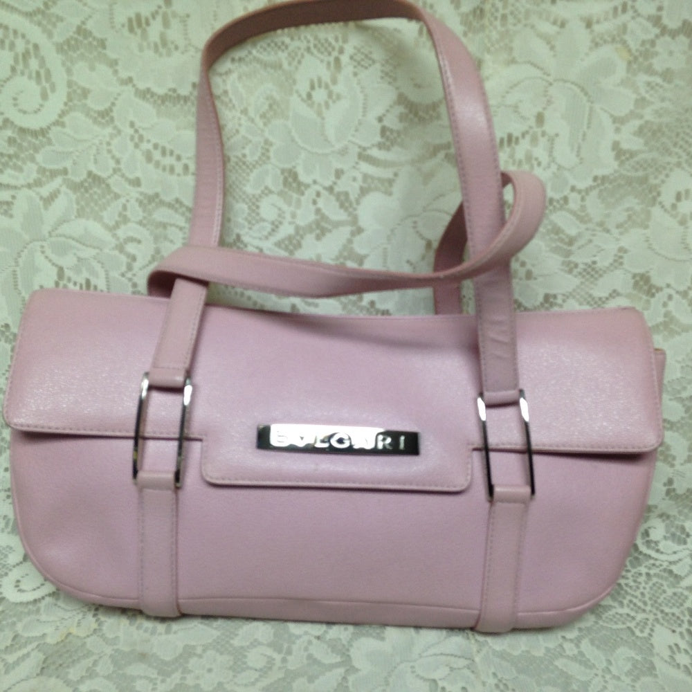 Authentic, Bvlgari Pink Grained Leather Hand Bag