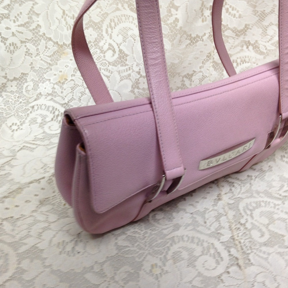 Authentic, Bvlgari Pink Grained Leather Hand Bag