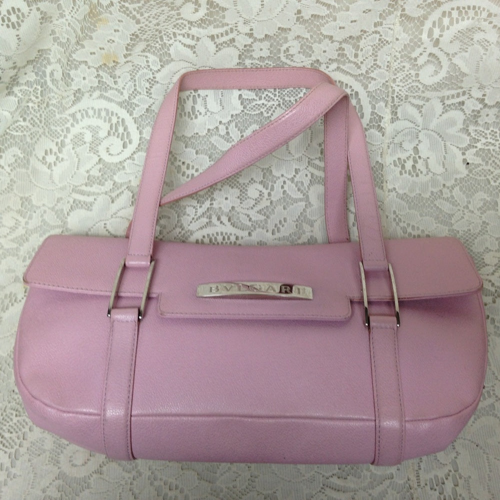 Authentic, Bvlgari Pink Grained Leather Hand Bag