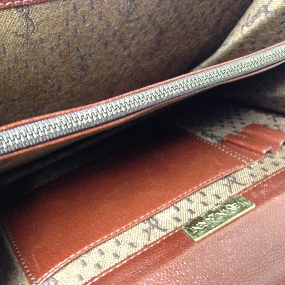 YSL Brown Leather Mens 2-Gusset Clutch-Wristlet