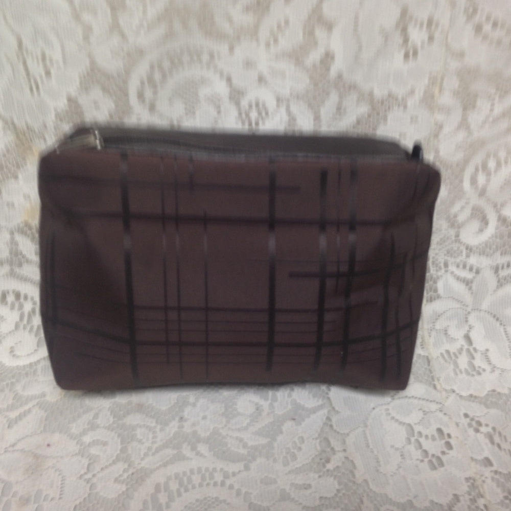 Ferragamo Brown Coated Canvas Cosmetic Pouch 8in