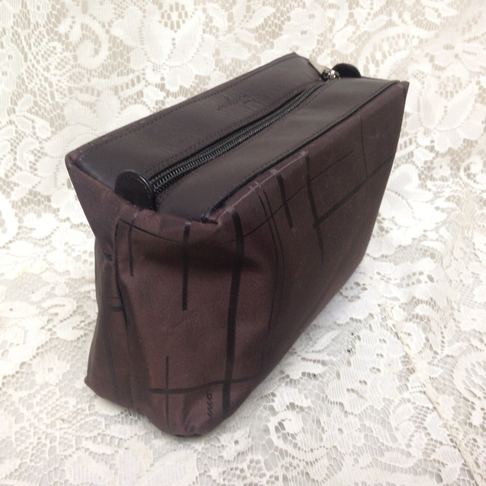 Ferragamo Brown Coated Canvas Cosmetic Pouch 8in