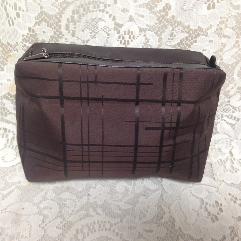 Ferragamo Brown Coated Canvas Cosmetic Pouch 8in
