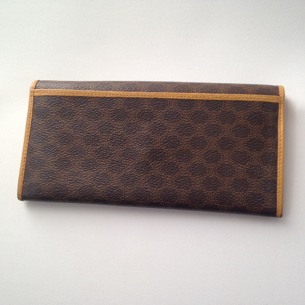 Authentic, Celine Canvas Brown Macadam Long Wallet
