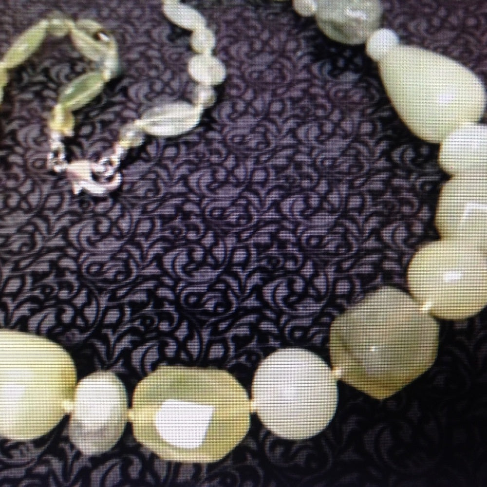 Chunky Green Jade Beads, 22in Beaded Necklace