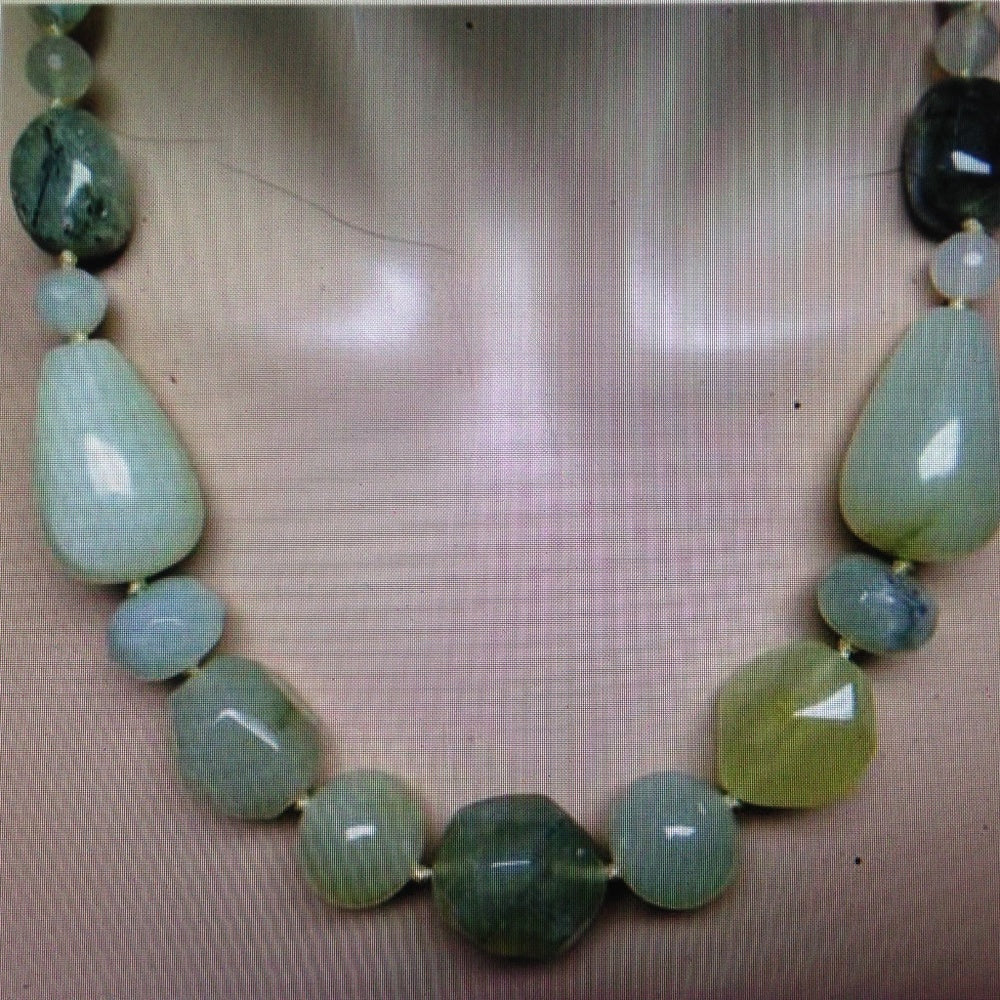 Chunky Green Jade Beads, 22in Beaded Necklace