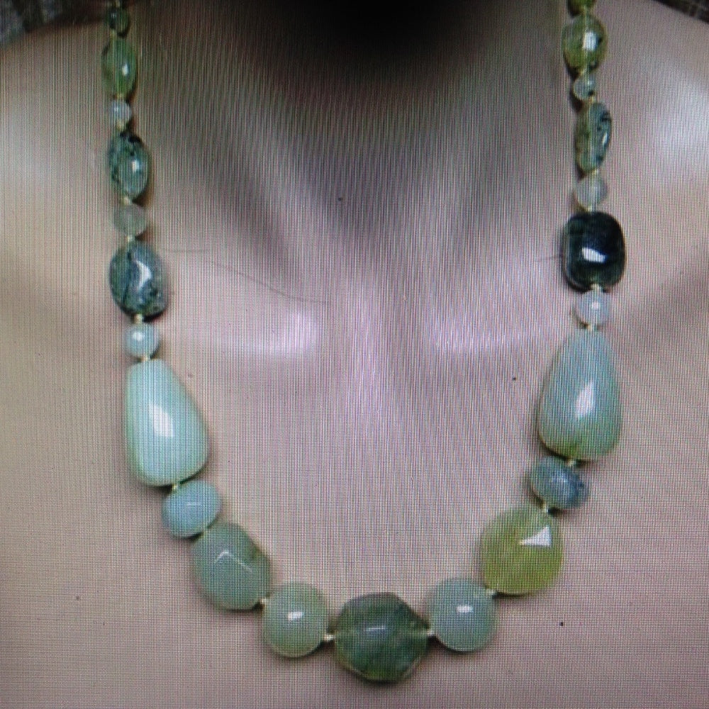 Chunky Green Jade Beads, 22in Beaded Necklace
