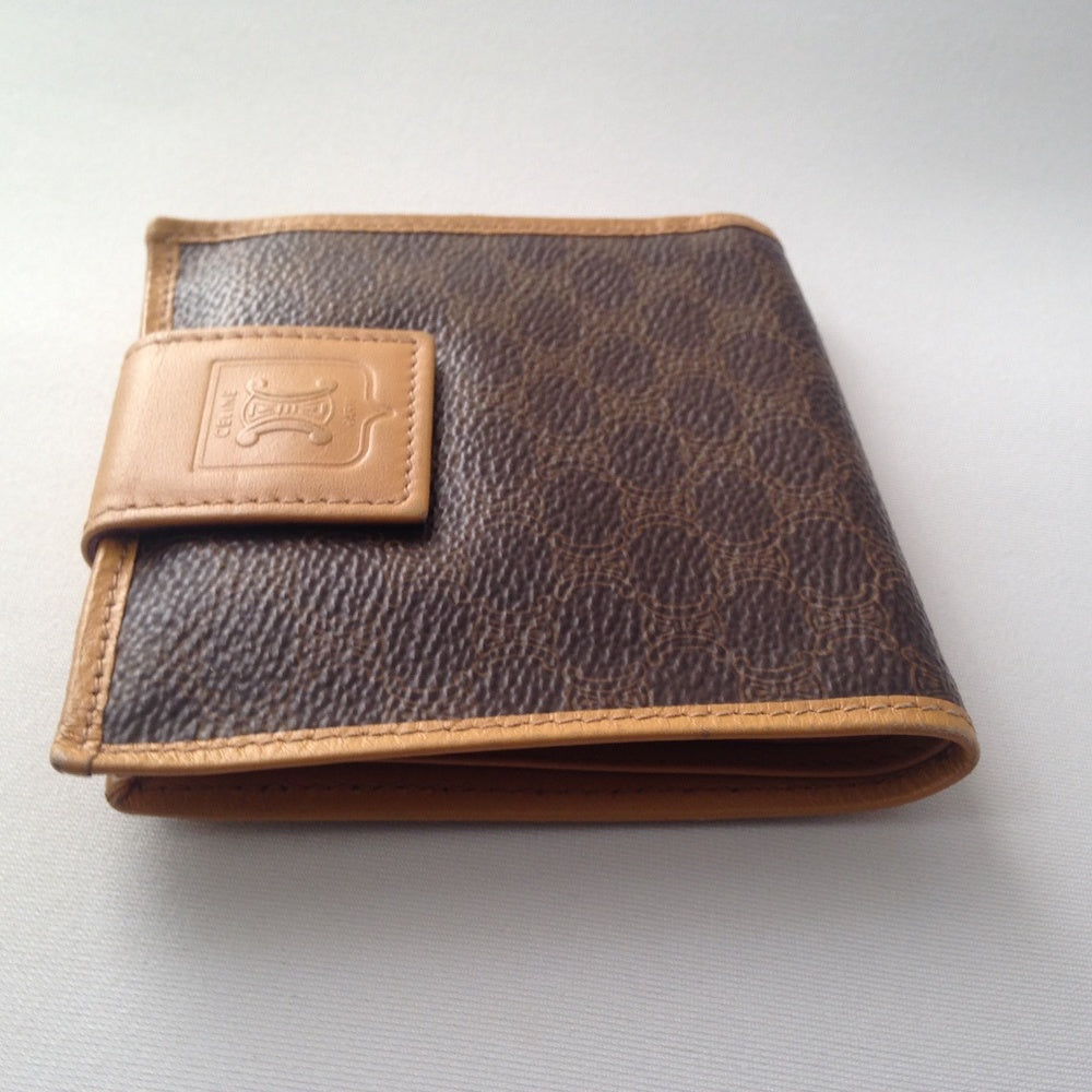 Celine, Brown Macadam Leather Compact Wallet