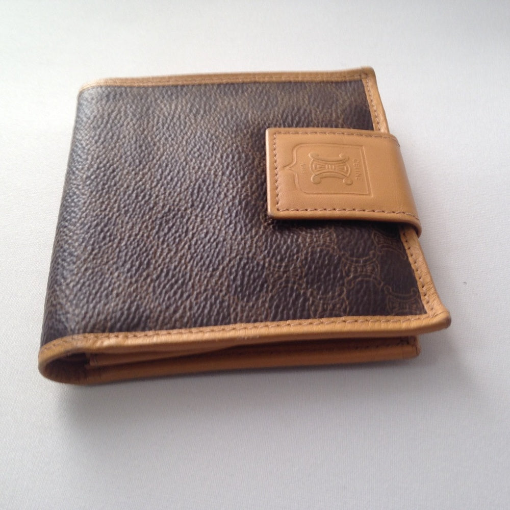 Celine, Brown Macadam Leather Compact Wallet