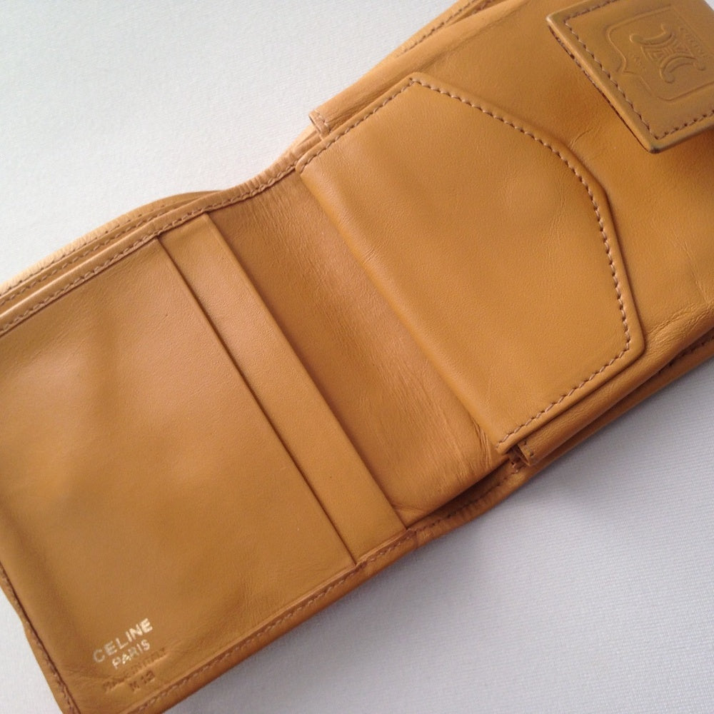 Celine, Brown Macadam Leather Compact Wallet