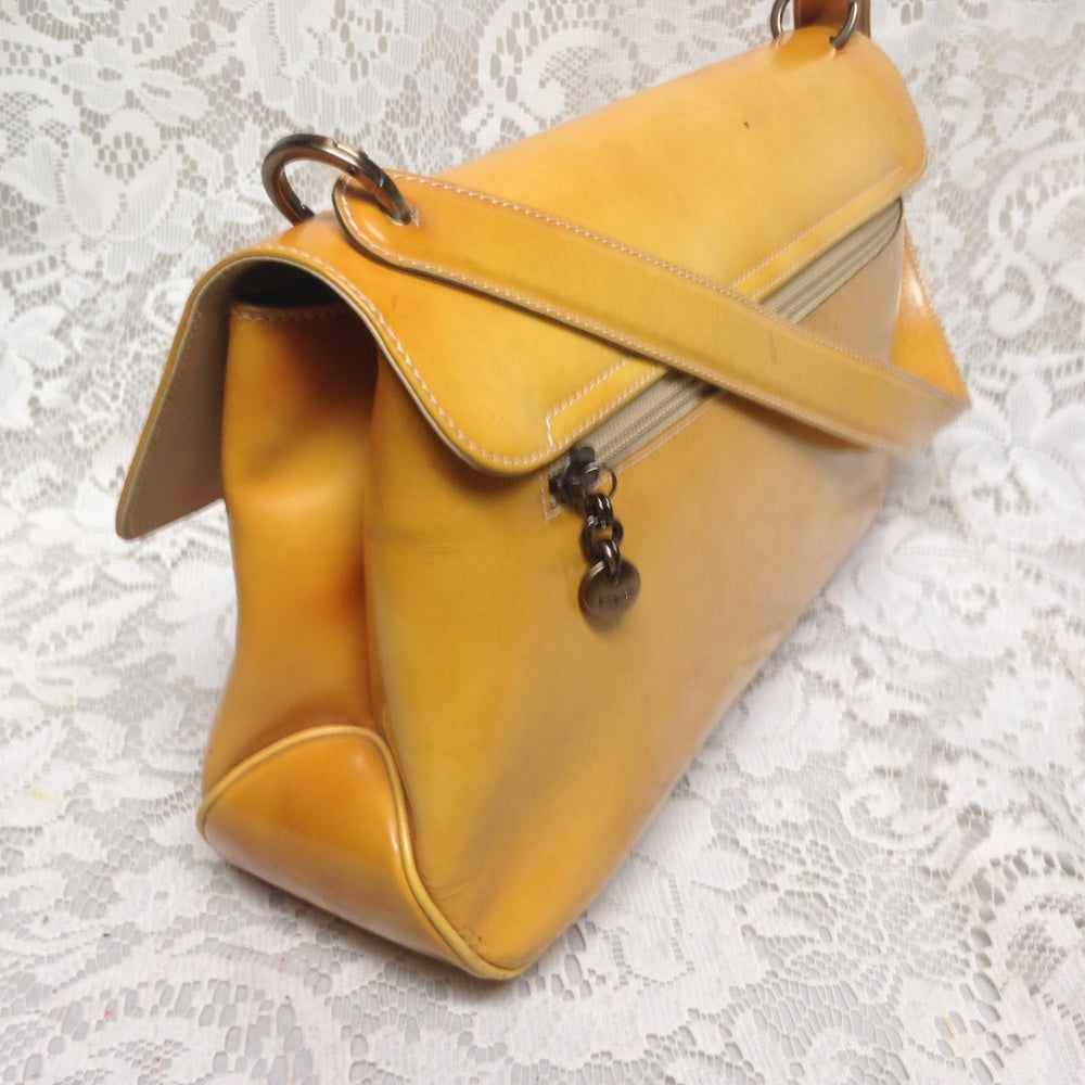 Ferragamo Yellow Enamel- Patent Handbag 13in x 7in