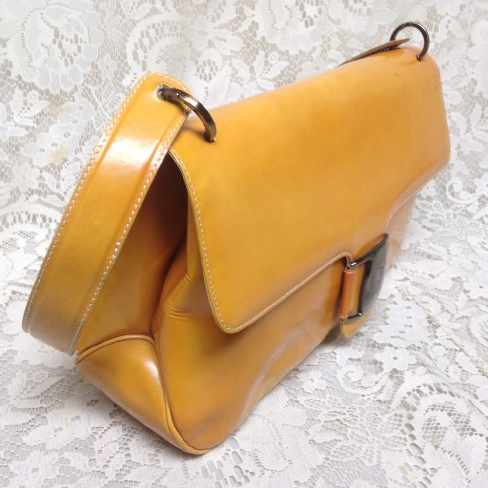 Ferragamo Yellow Enamel- Patent Handbag 13in x 7in