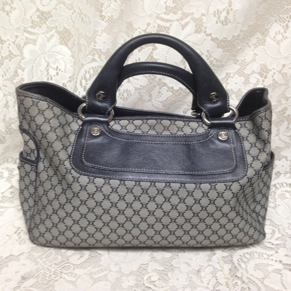 Celine, Black and Gray Macadam Hand Bag
