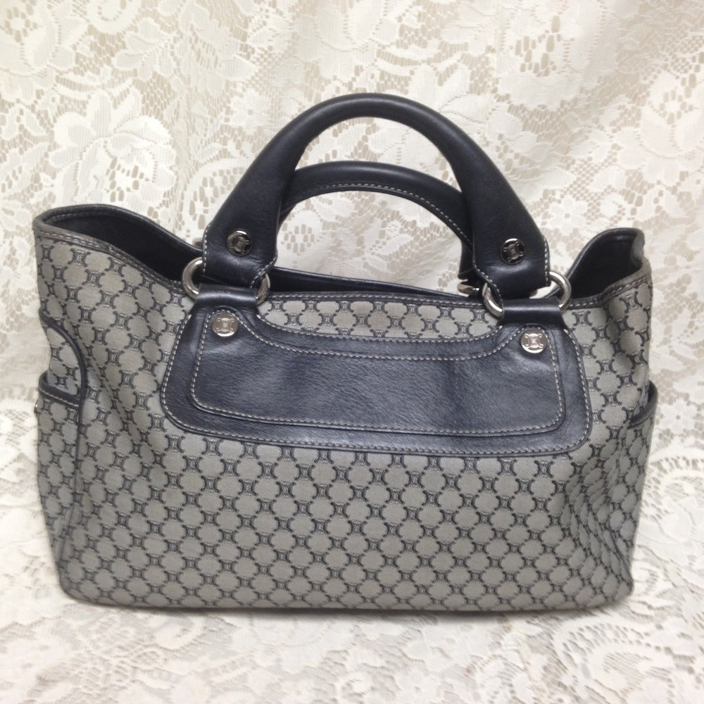 Celine, Black and Gray Macadam Hand Bag