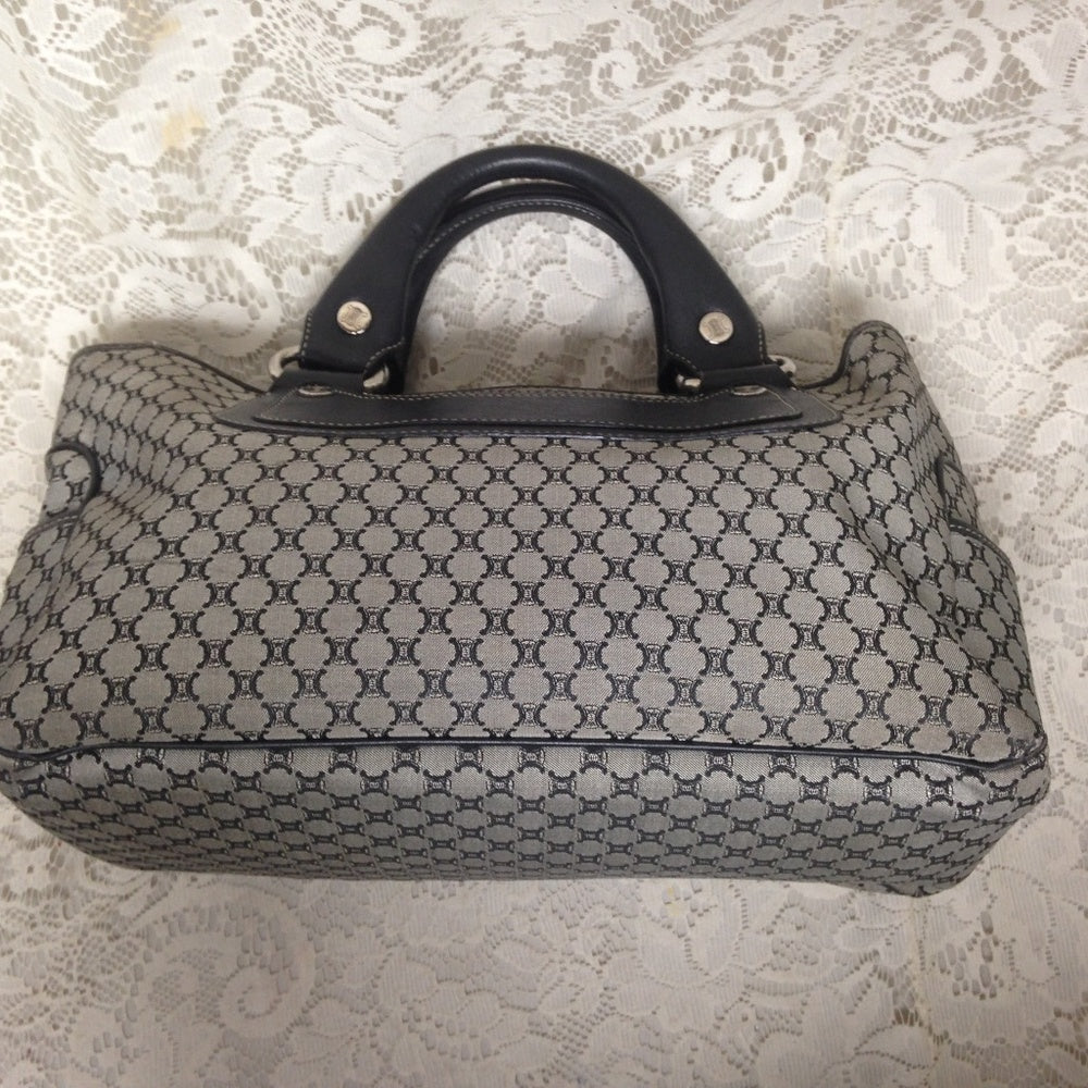 Celine, Black and Gray Macadam Hand Bag